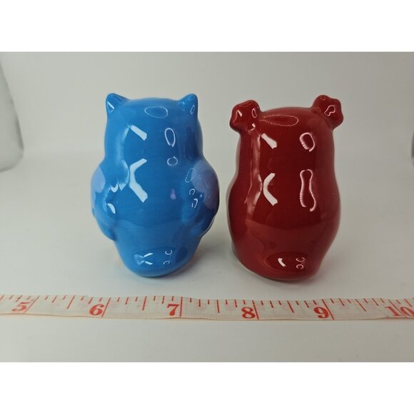 SALT & PEPPER SHAKERS Kitchen Kissing Owls Topsy Turvy Magnetic VTG - Picture 9 of 16